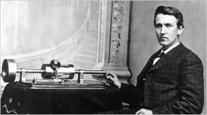 Edison at his phonograph