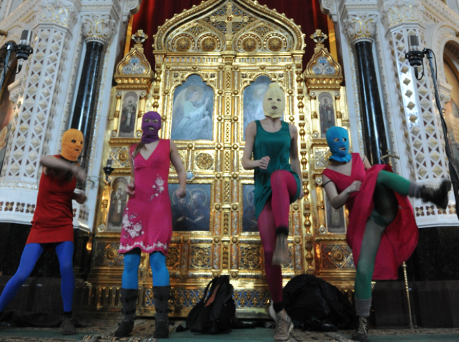Protest "Punk Prayer" in Moscow Church
